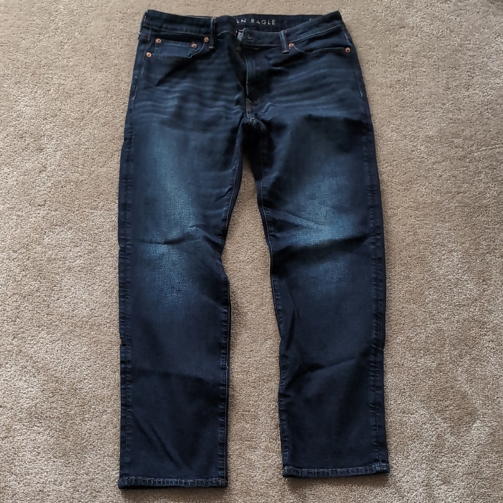 American Eagle Outfitters Men's Deep Indigo Straight Jeans 33x34